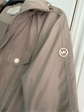 Michael Kors Beige/Taupe Utility Jacket with MK Logo Patch